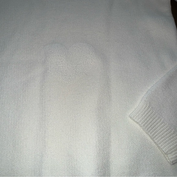 Nicole Miller Ivory Long Sleeve Heart Sweater Crew Neck Womens Size XS - Picture 4 of 10